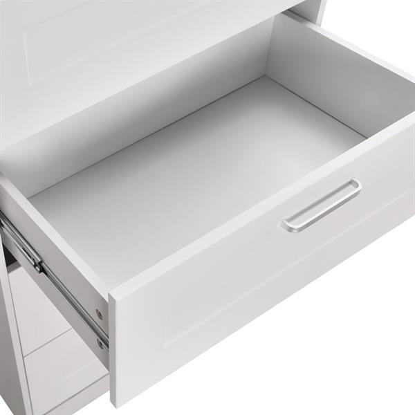Cassettiera 5 cassetti bianca con maniglie 70x45x135 cm - Ginevra