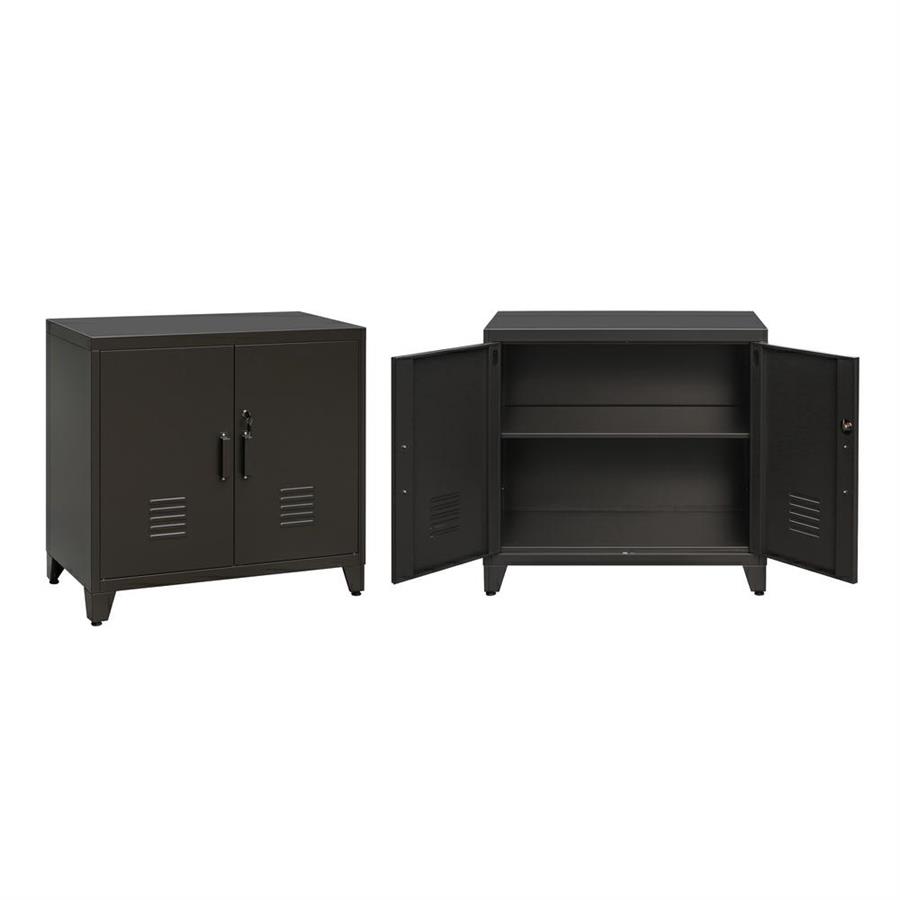 Armadio basso in metallo nero con serratura 2 ante 85x50x82 cm