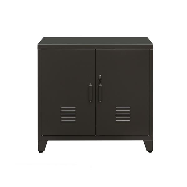 Armadio basso in metallo nero con serratura 2 ante 85x50x82 cm