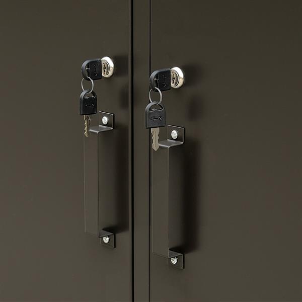 Armadio basso in metallo nero con serratura 2 ante 85x50x82 cm