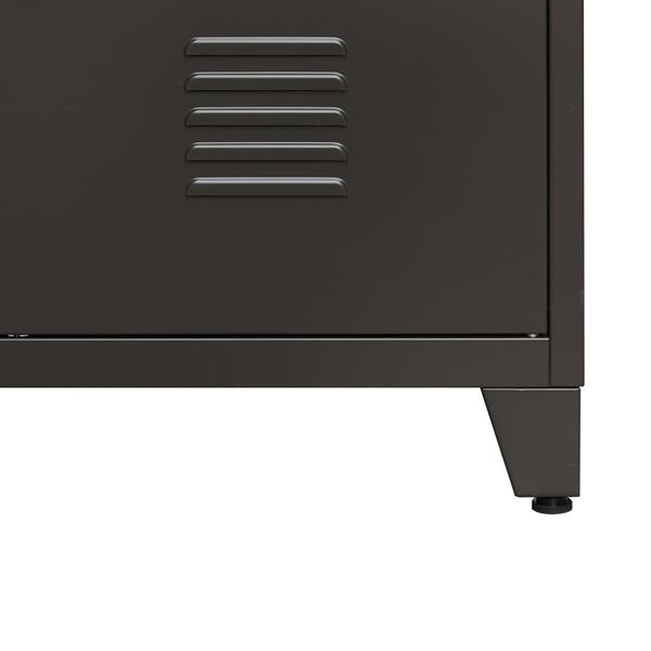 Armadio basso in metallo nero con serratura 2 ante 85x50x82 cm