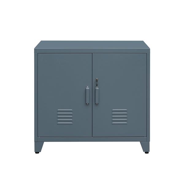 Armadietto metallo 2 ante e 2 ripiani 85x50x82 cm ceruleo