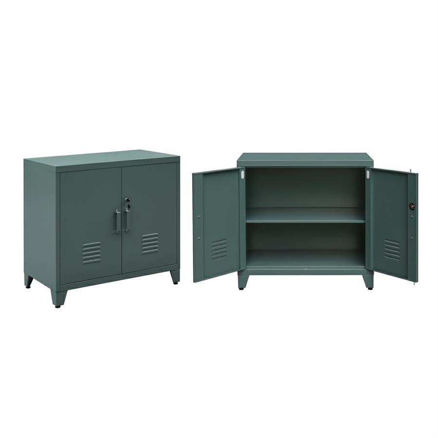 Armadio metallo ufficio verde 85x50x82 2 ante e 2 ripiani