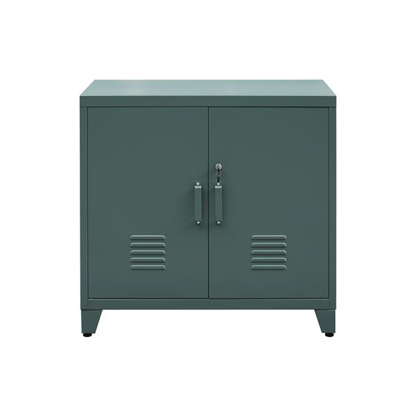 Armadio metallo ufficio verde 85x50x82 2 ante e 2 ripiani