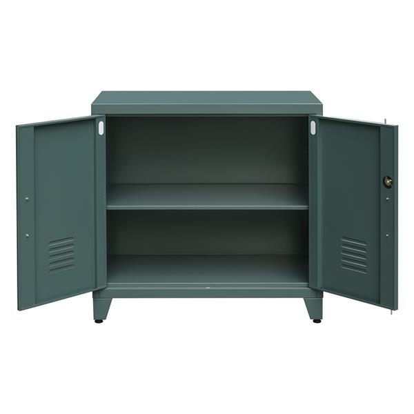 Armadio metallo ufficio verde 85x50x82 2 ante e 2 ripiani