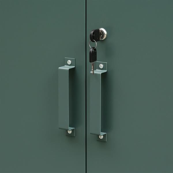 Armadio metallo ufficio verde 85x50x82 2 ante e 2 ripiani