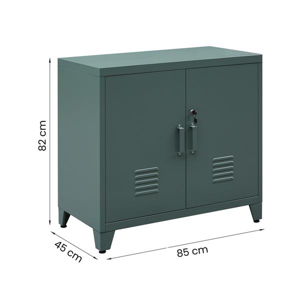 Armadio metallo ufficio verde 85x50x82 2 ante e 2 ripiani