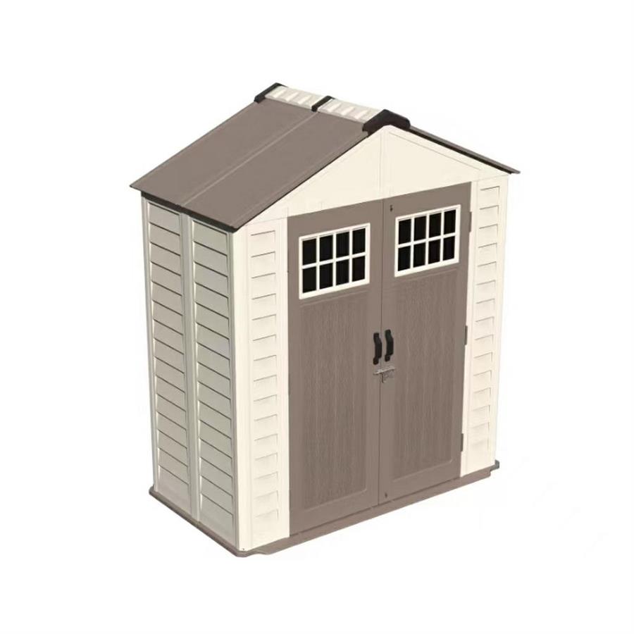 Casetta da esterno in HDPE 211,2x114,7x252 cm bicolore e tetto spiovente