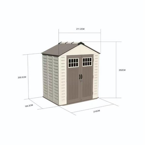 Casetta da esterno in HDPE 211,2x114,7x252 cm bicolore e tetto spiovente