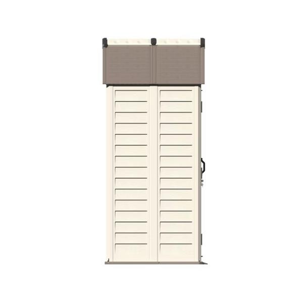 Casetta da esterno in HDPE 211,2x114,7x252 cm bicolore e tetto spiovente