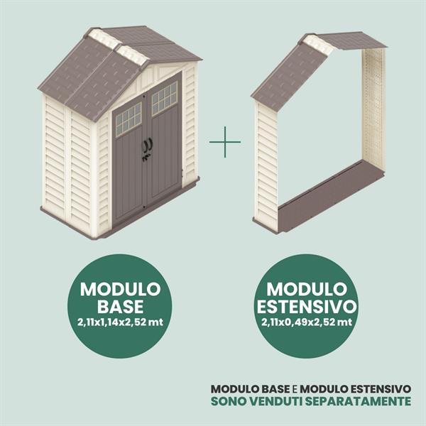 Modulo di estensione casetta HDPE 211,2x49,5x252 cm