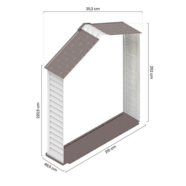 Modulo di estensione casetta HDPE 211,2x49,5x252 cm