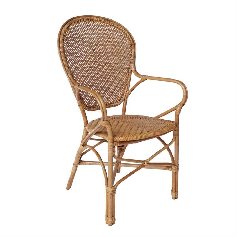 Sedia in rattan naturale intrecciato con braccioli - Sik