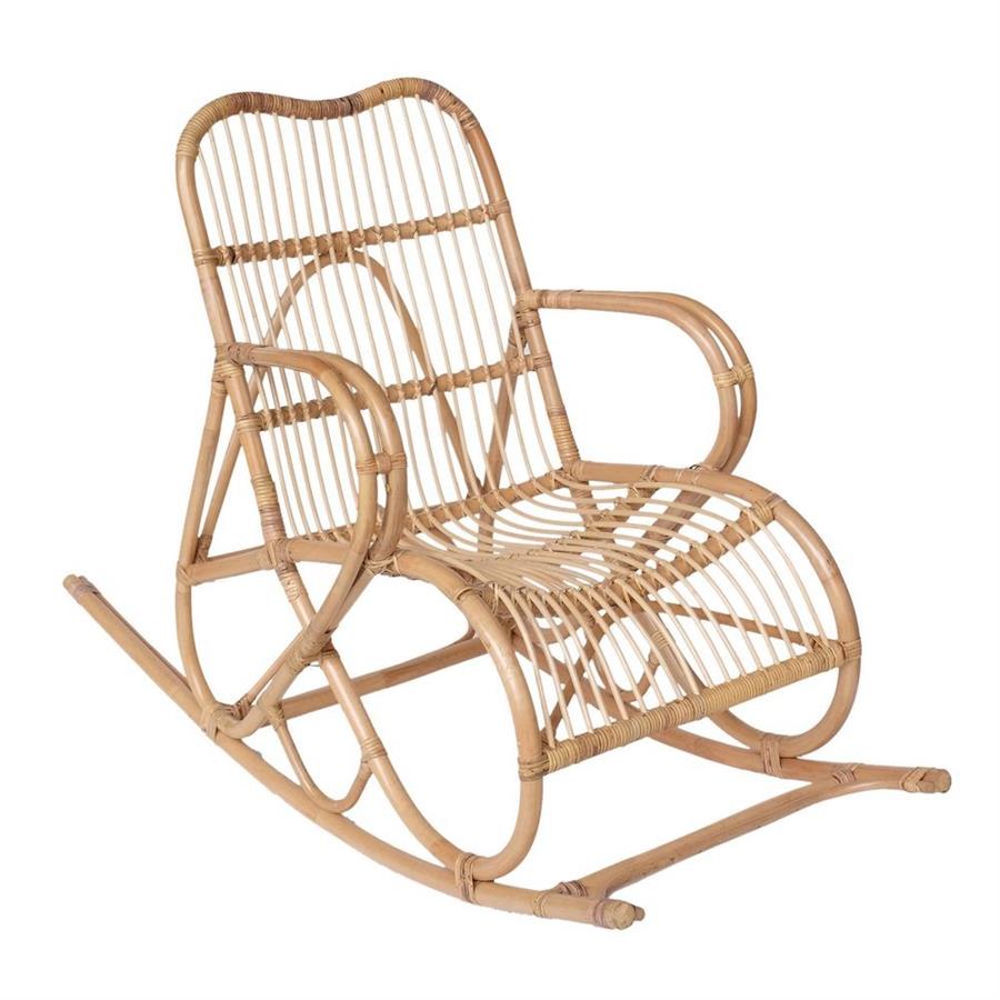 Sedia a dondolo in rattan natuale 93x64x96 cm - Damai