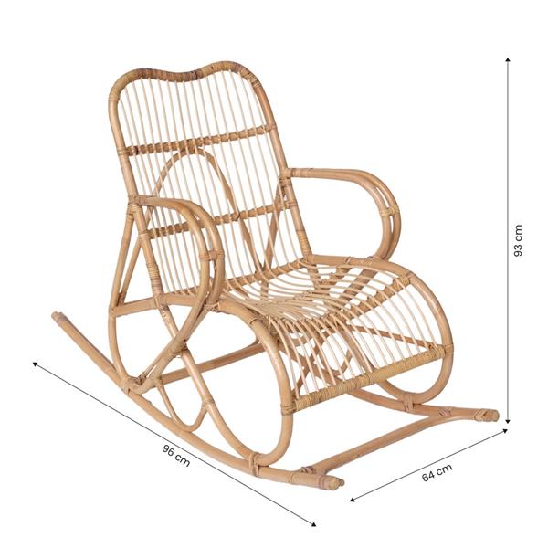 Sedia a dondolo in rattan natuale 93x64x96 cm - Damai