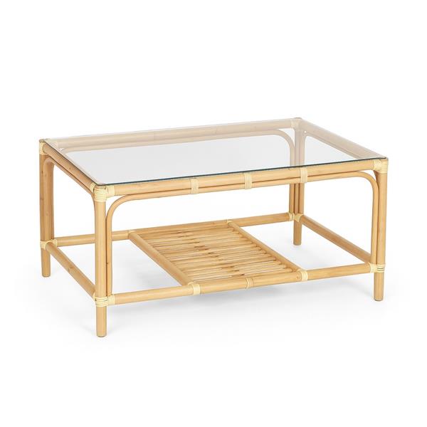 Set da giardino in rattan naturale con divano 2 poltrone e tavolino - Teman
