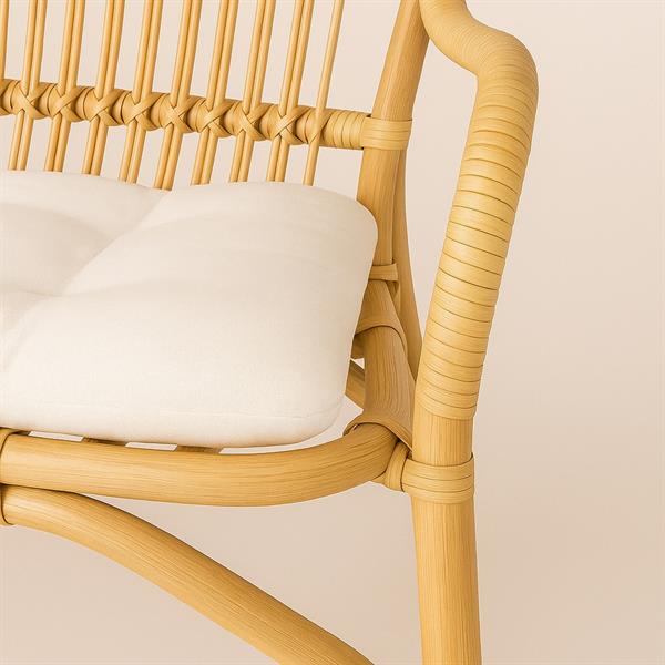 Set da giardino in rattan naturale con divano 2 poltrone e tavolino - Teman