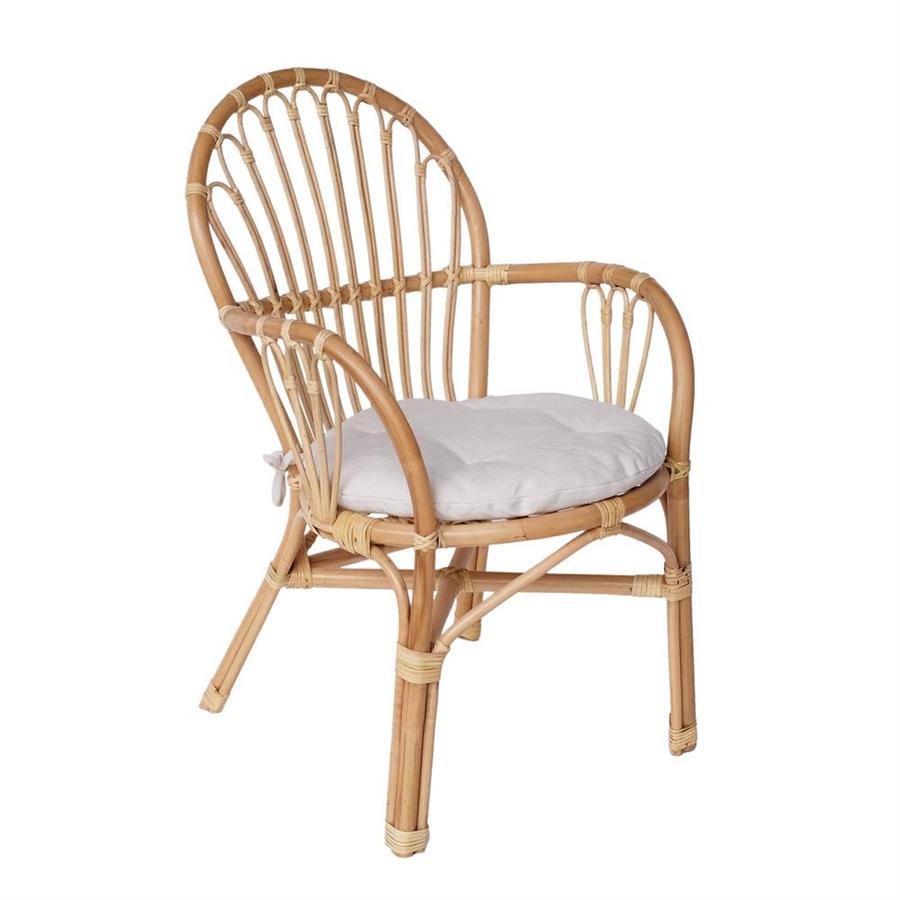 Sedia da giardino in rattan naturale e cuscino 86x61x70 cm - Hadi