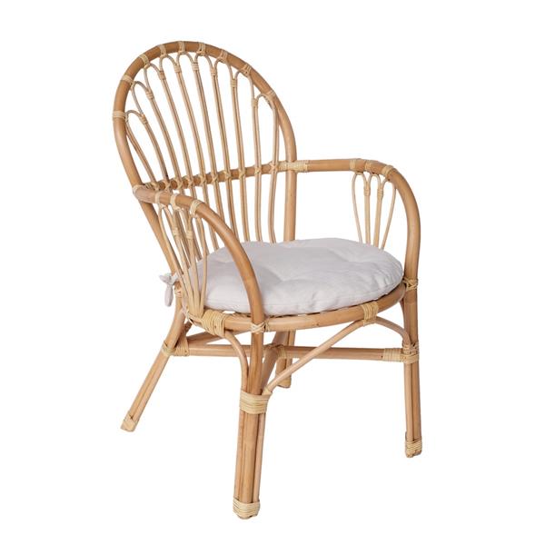 Sedia da giardino in rattan naturale e cuscino 86x61x70 cm - Hadi