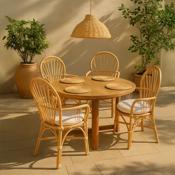 Sedia da giardino in rattan naturale e cuscino 86x61x70 cm - Hadi