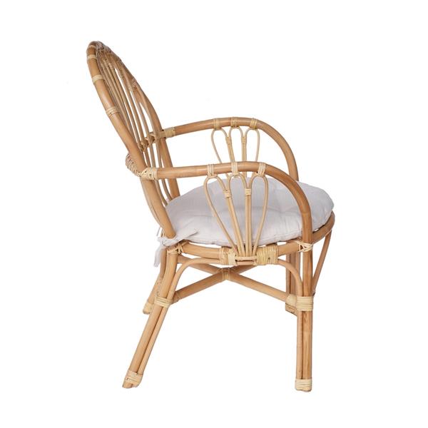 Sedia da giardino in rattan naturale e cuscino 86x61x70 cm - Hadi