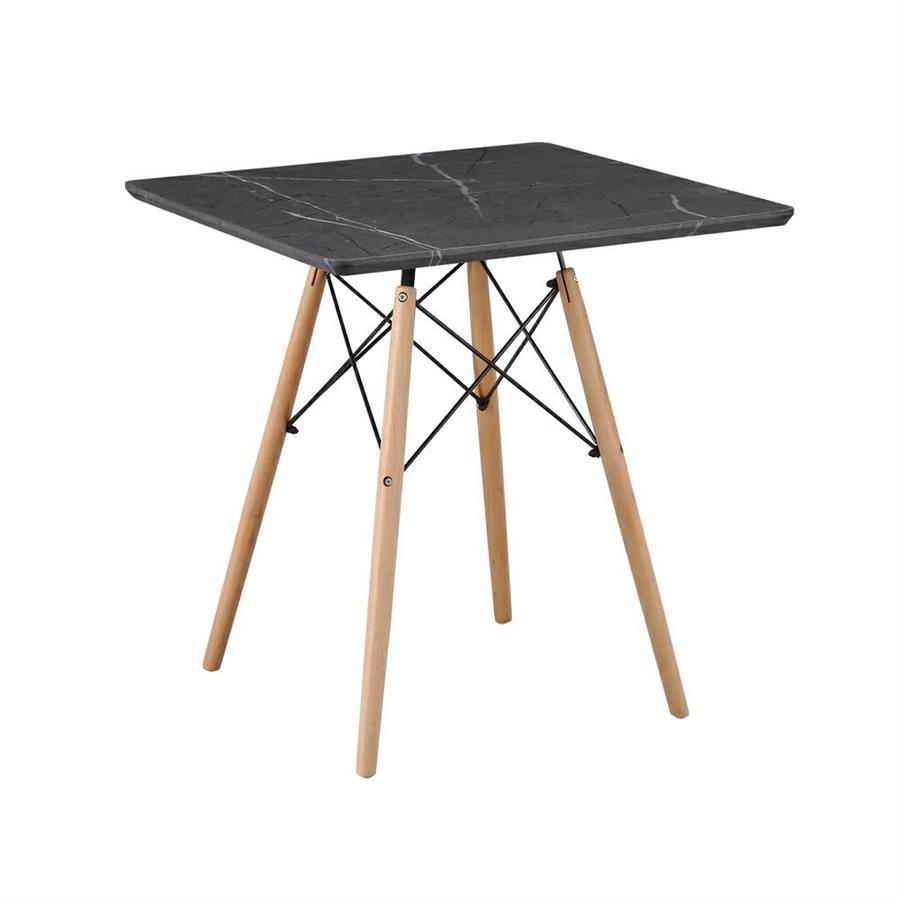 Tavolo da pranzo quadrato top effetto marmo grigio scuro 70x70x74 cm - Ester