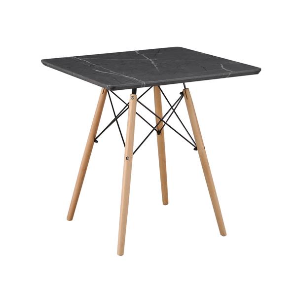 Tavolo da pranzo quadrato top effetto marmo grigio scuro 70x70x74 cm - Ester