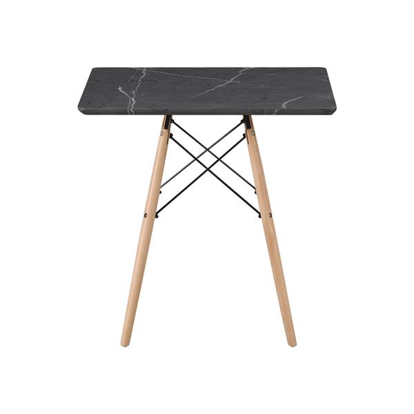 Tavolo da pranzo quadrato top effetto marmo grigio scuro 70x70x74 cm - Ester