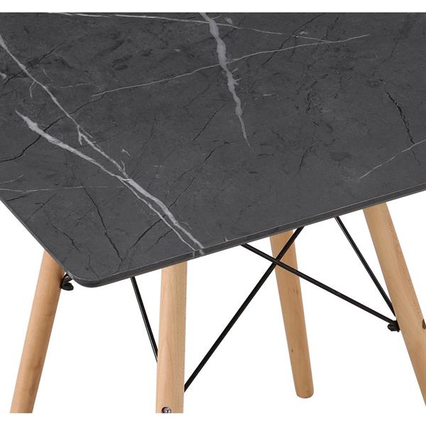 Tavolo da pranzo quadrato top effetto marmo grigio scuro 70x70x74 cm - Ester