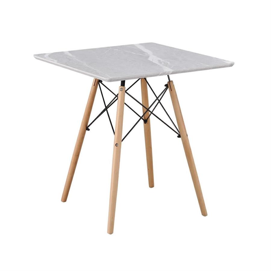 Tavolino quadrato con piano effetto marmo grigio chiaro 70x70 - Ester