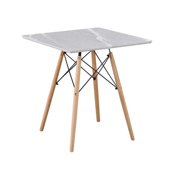 Tavolino quadrato con piano effetto marmo grigio chiaro 70x70 - Ester
