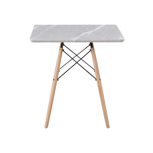 Tavolino quadrato con piano effetto marmo grigio chiaro 70x70 - Ester