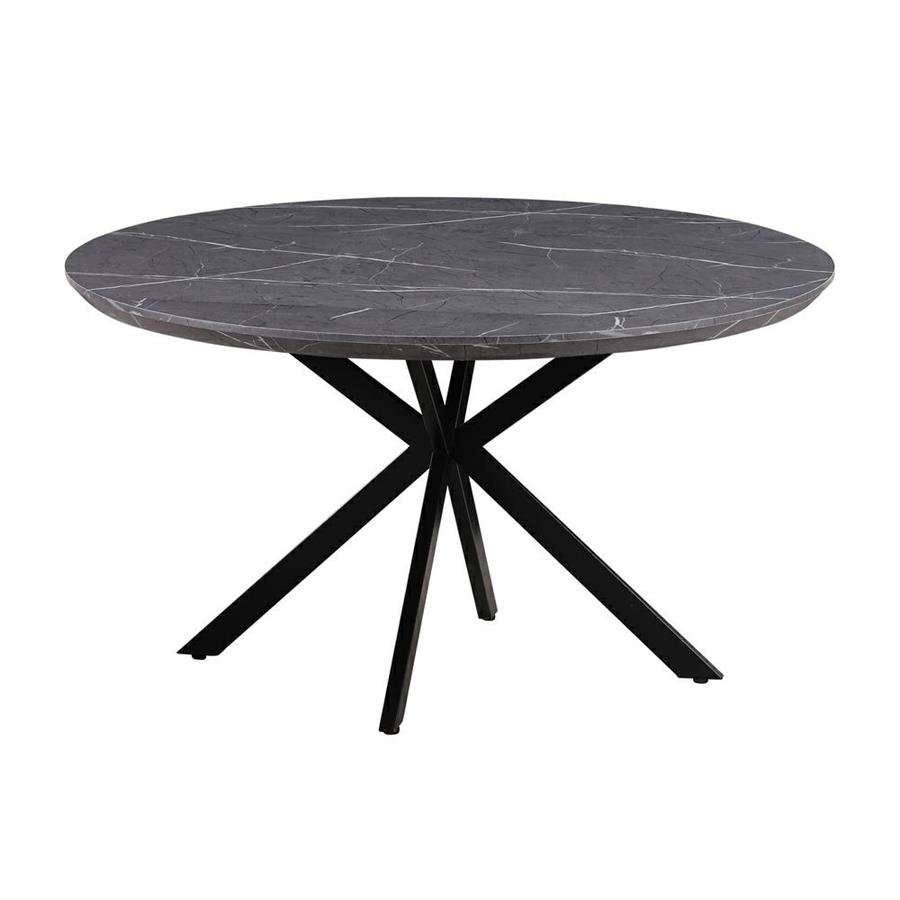 Tavolo da pranzo tondo 140 cm top effetto marmo grigio scuro - Gabry