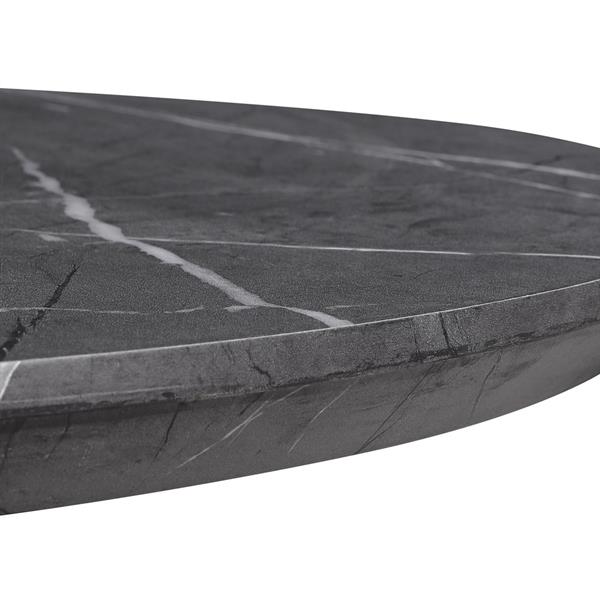 Tavolo da pranzo tondo 140 cm top effetto marmo grigio scuro - Gabry
