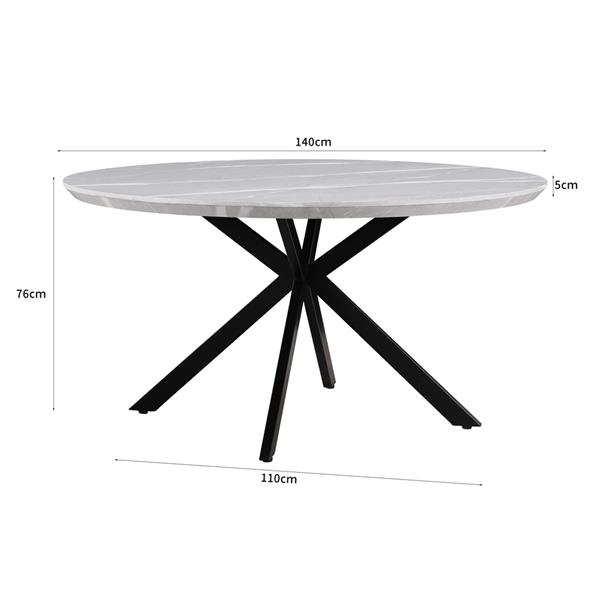 Tavolo cucina 140 cm con top effetto marmo grigio chiaro - Gabry