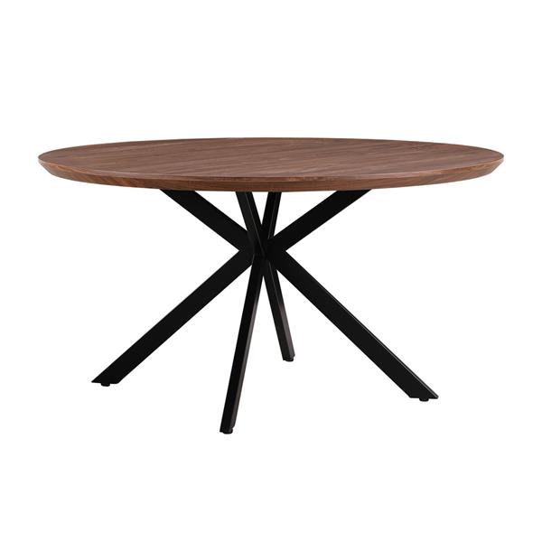 Tavolo tondo 140 cm con top effetto noce e gambe nere - Exten