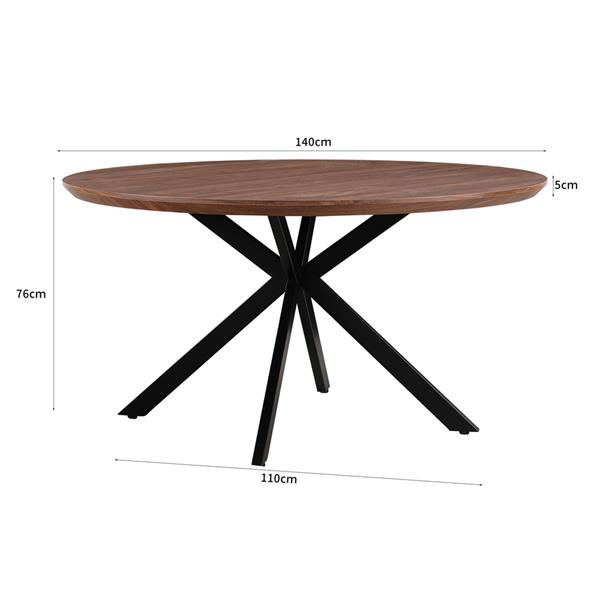 Tavolo tondo 140 cm con top effetto noce e gambe nere - Exten
