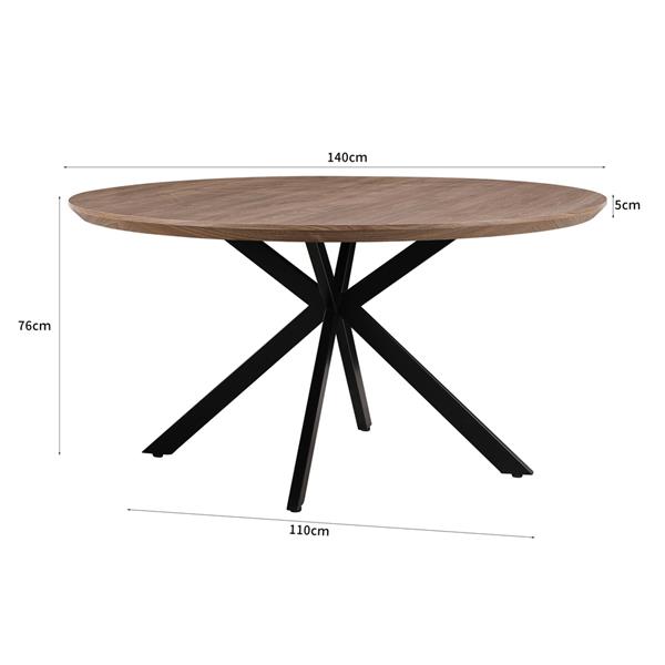 Tavolo da pranzo tondo 140 cm industrial color rovere - Gabry