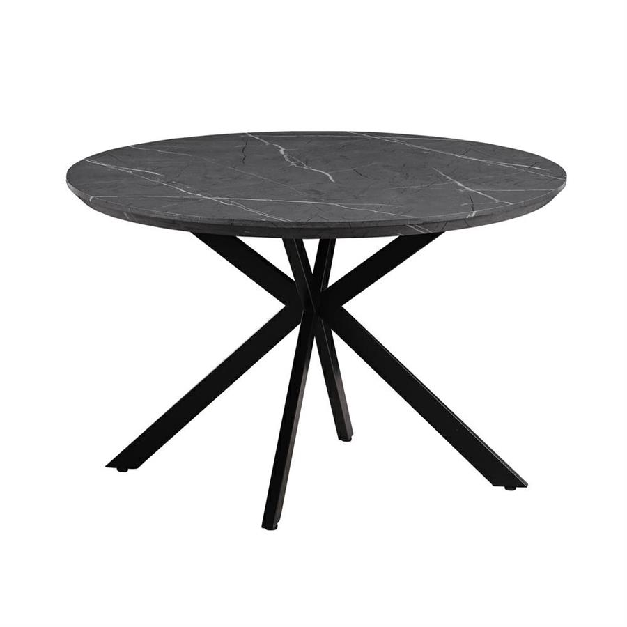 Tavolo tondo 120 cm con top effetto marmo grigio scuro - Gabry
