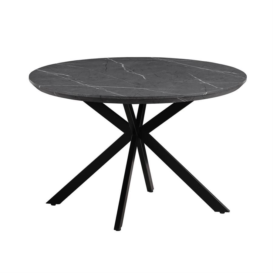 Tavolo tondo 120 cm con top effetto marmo grigio scuro - Gabry