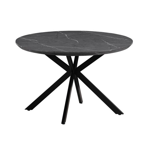 Tavolo tondo 120 cm con top effetto marmo grigio scuro - Gabry