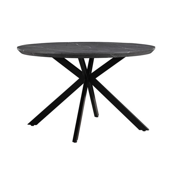 Tavolo tondo 120 cm con top effetto marmo grigio scuro - Gabry