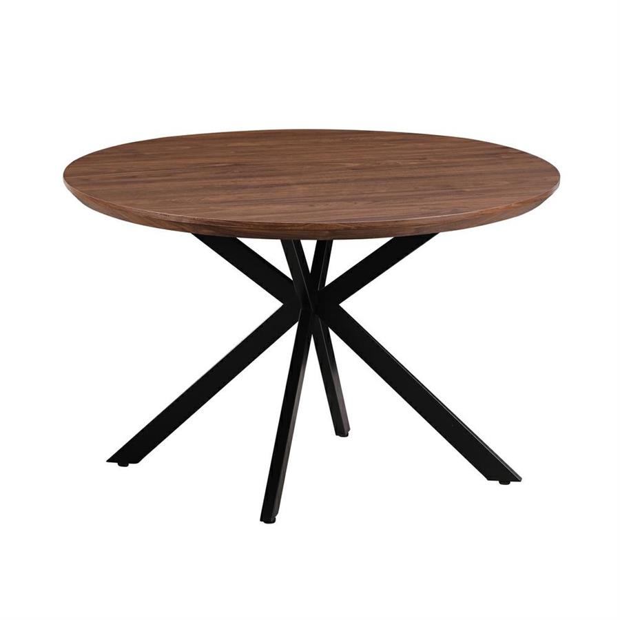 Tavolo tondo 120 cm da soggiorno con top effetto noce - Gabry