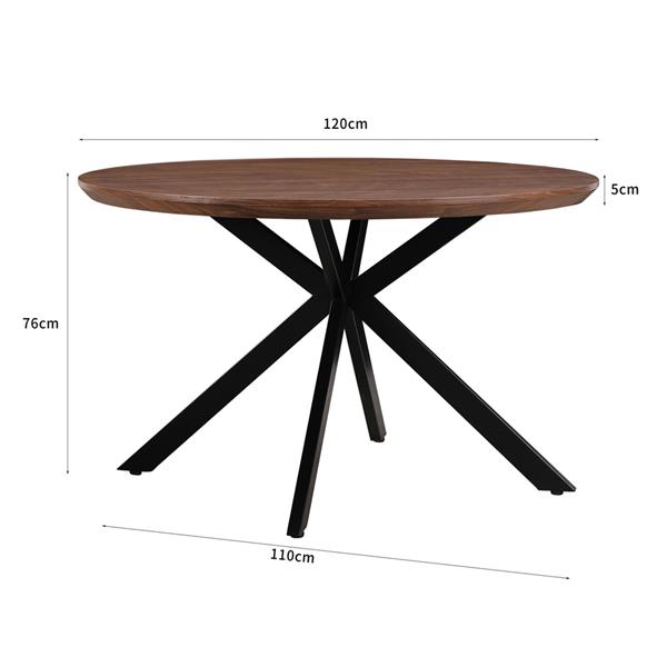 Tavolo tondo 120 cm da soggiorno con top effetto noce - Gabry