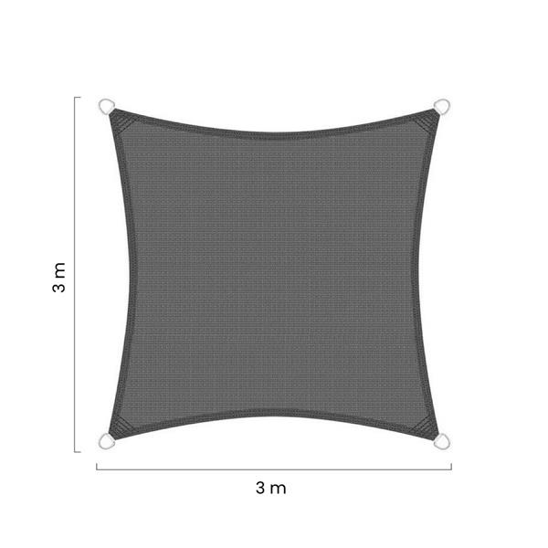 Vela parasole 3x3m grigia in HDPE con anelli in acciaio UV