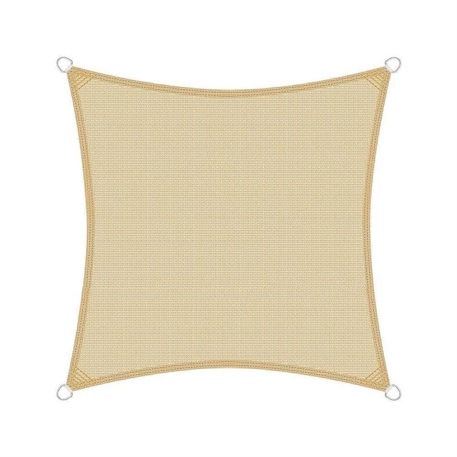 Vela parasole 4x4m beige in HDPE anti-UV con anelli acciaio