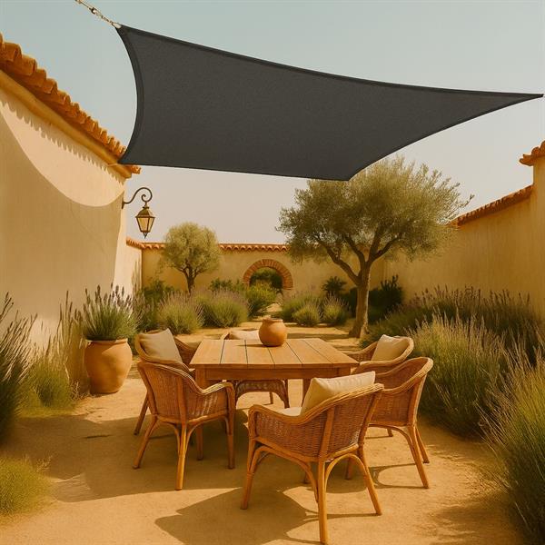 Vela parasole 4x4m grigia in HDPE anti-UV con anelli acciaio