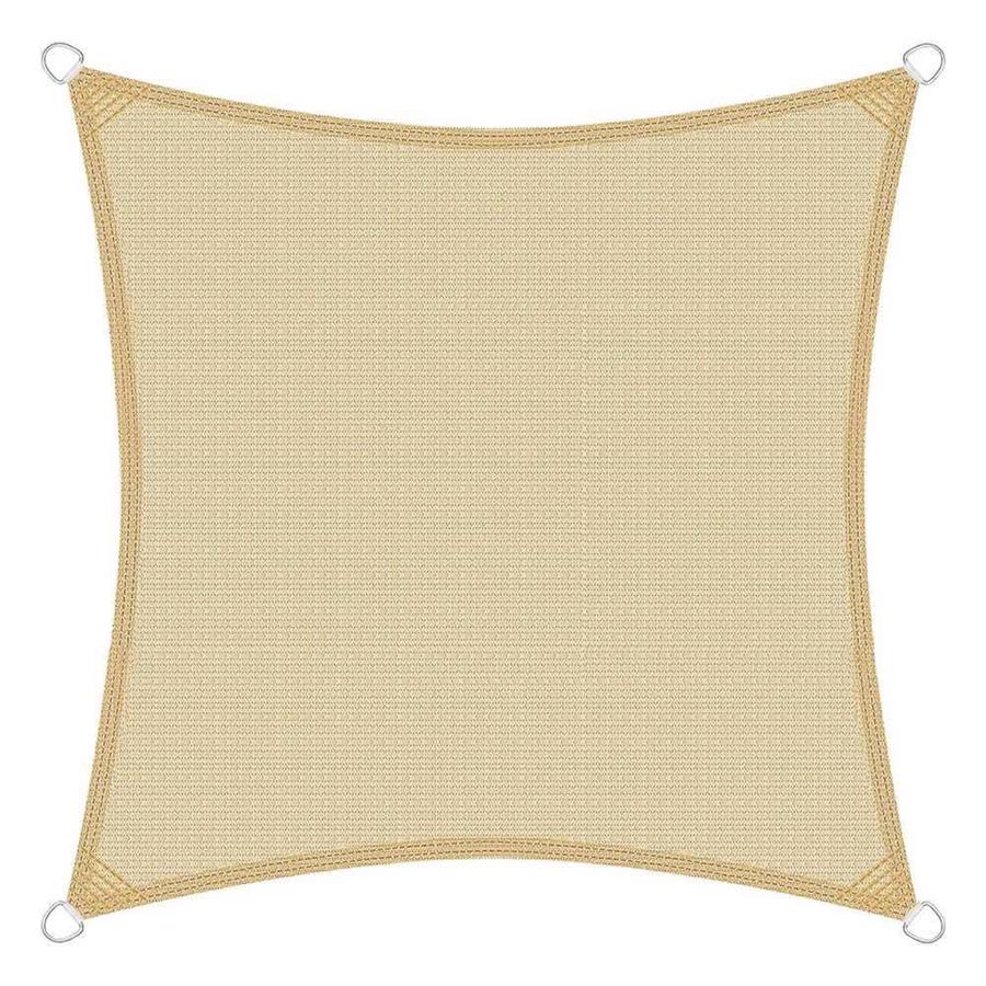Vela parasole 5x5m beige in HDPE anti-UV con anelli acciaio