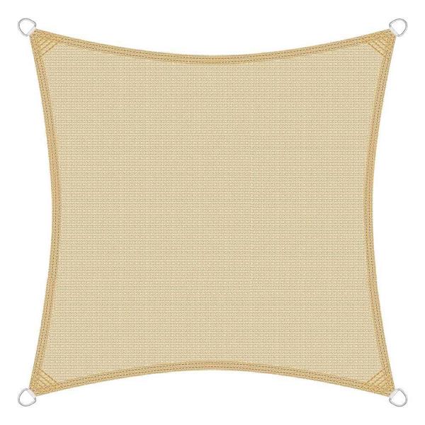 Vela parasole 5x5m beige in HDPE anti-UV con anelli acciaio