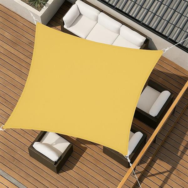 Vela parasole 5x5m beige in HDPE anti-UV con anelli acciaio